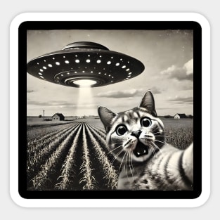 Funny UFO Cat Selfie Sticker